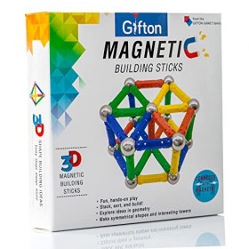 Gifton - Lot de 30 bâtons de construction magnétiques – Jouets éducatifs pour enfants de 6, 7, 8 ans – Cadeau pour garçons et