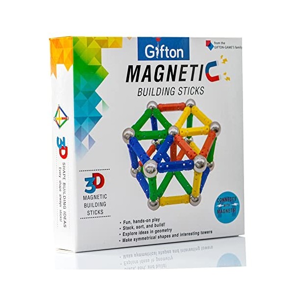 Gifton - Lot de 30 bâtons de construction magnétiques – Jouets éducatifs pour enfants de 6, 7, 8 ans – Cadeau pour garçons et