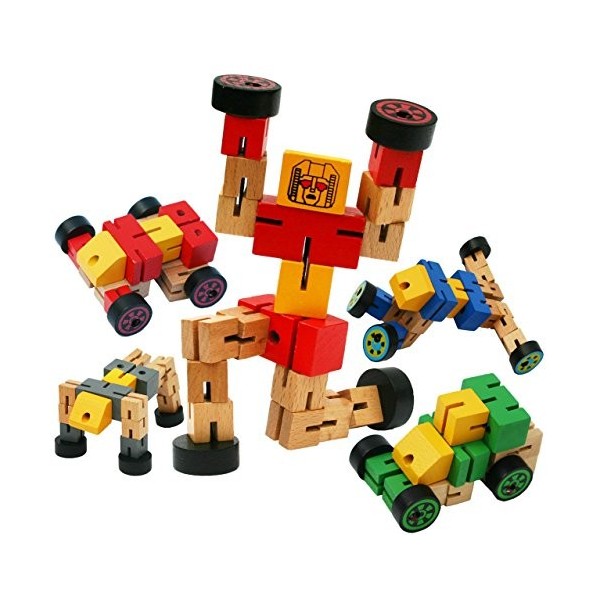 TOWO Robot bois de véhicule de transformation - Jouets de transfiguration pour jouets de voyage - Jouets de construction Ense