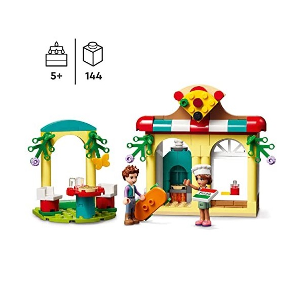 LEGO 41705 Friends La Pizzeria de Heartlake City, Jouet de Construction de Restaurant pour Enfants de 5 Ans et Plus, Inclut l