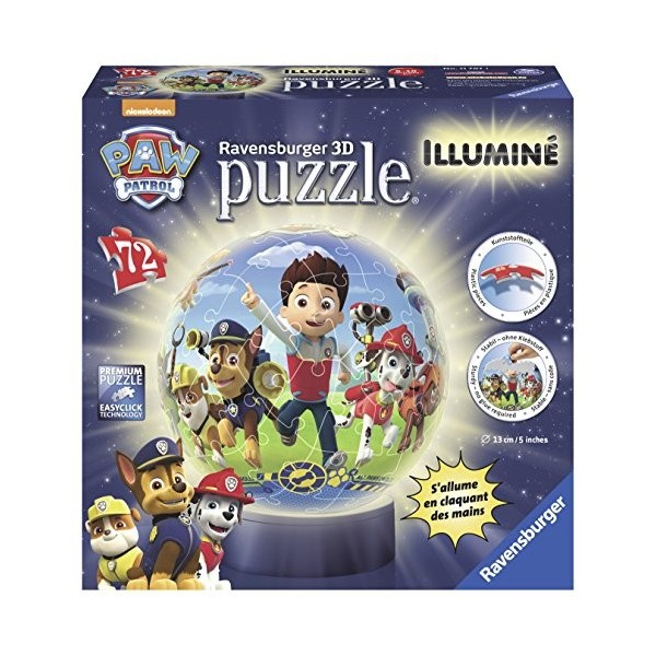 Ravensburger - Puzzle 3D Ball 72 p illuminé - PatPatrouille - 11787