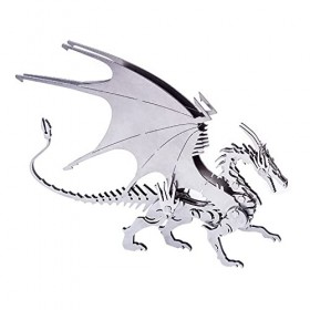 PUOSUO Kit de puzzle 3D en métal - Dragon de feu - Décoration de bureau - Dragon de feu 3D - En acier inoxydable