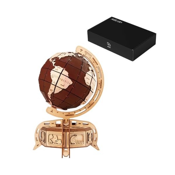 Lumivive Puzzle 3D - Puzzle en bois - Grand globe - Puzzle en bois à monter soi-même - Cadeau créatif pour adolescents et adu