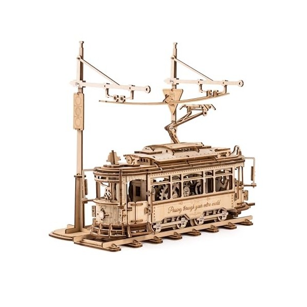 Wowood Puzzles 3D en bois pour adultes, modèle de voiture à léchelle 1:24, tram de ville classique, modèles en bois pour adu