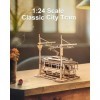 Wowood Puzzles 3D en bois pour adultes, modèle de voiture à léchelle 1:24, tram de ville classique, modèles en bois pour adu