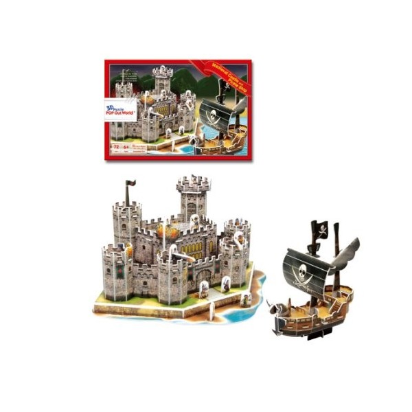 Heart Art Collection Pirate Ship and Castle 3D Three-Dimensional Puzzle Japan Import 