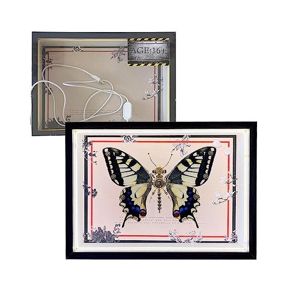 JOENI Papilio Rumanzovia Décoration papillon en métal 3D DIY Kit de modèle de papillon mécanique avec cadre rechargeable, puz