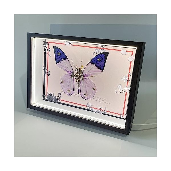 JoyMate Puzzle Mental 3D Adulte Hibou Anneau Papillon 3D Stéréoscopique DIY Métal Assemblé Insecte Modèle avec Cadre Photo Dé