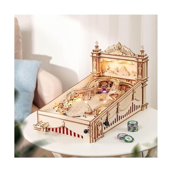 RoWood Puzzle 3D en Bois Flipper Maquette en Bois a Construire Adultes - Puzzle Mécanique en Bois pour Enfants et Adultes