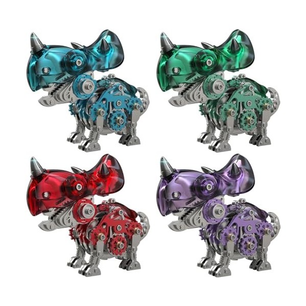 Kit de Modèle 3D en Métal pour Adultes, Puzzle 3D en Métal à Faire Soi-Même, Modèle Triceratops en Métal 3D, Casse-Tête Anima