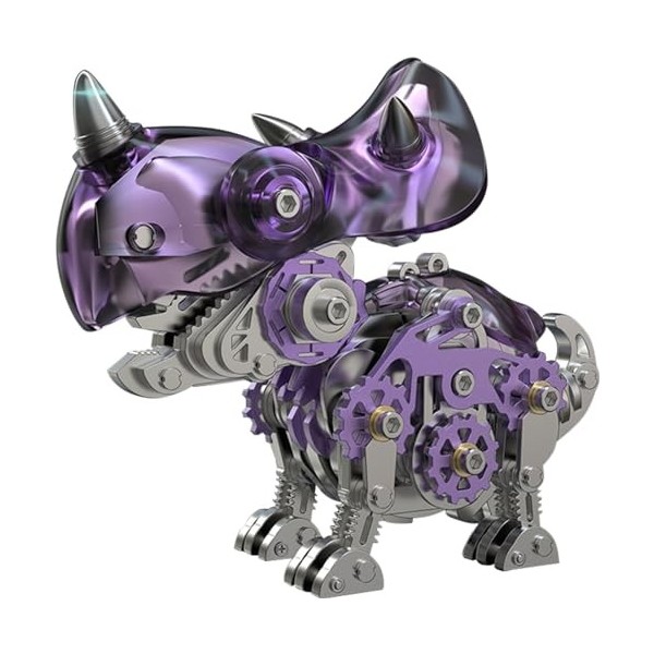 Kit de Modèle 3D en Métal pour Adultes, Puzzle 3D en Métal à Faire Soi-Même, Modèle Triceratops en Métal 3D, Casse-Tête Anima