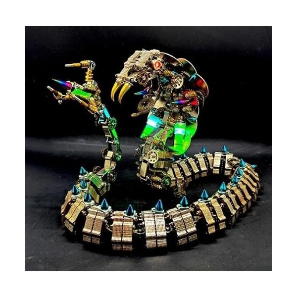 Puzzle 3D en métal, kit de modèle mécanique King Cobra avec lumière, puzzles 3D pour construire des adultes, CONSTRUCTION, ki