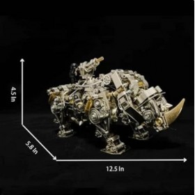 Puzzle en métal 3D, rhinocéros de siège mécanique de plus de 700 pièces, modèle découpé au laser 3D, jouet de collection, cad
