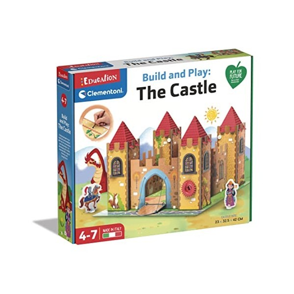 Clementoni - 18103 - Education - Assemble et joue : Le château - jeu éducatif enfant 4 ans, château en carton, activités manu