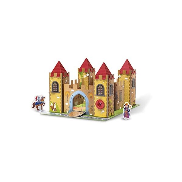 Clementoni - 18103 - Education - Assemble et joue : Le château - jeu éducatif enfant 4 ans, château en carton, activités manu