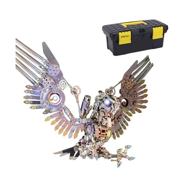 BLOKZ Kit de puzzle 3D en métal pour adulte, steampunk Gyrfalcon Aigle 3D en métal – Puzzle mécanique à assemblage en métal –