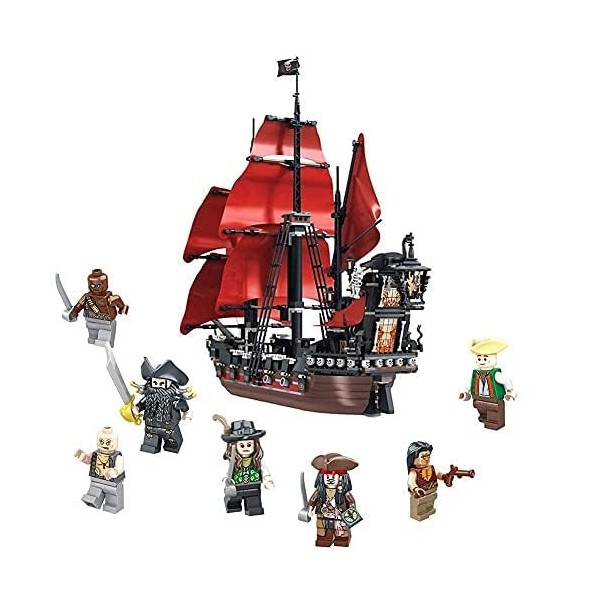 FLADO Puzzle 3D Blackbeards Queen Annes Revenge Modèle de Bateau Pirate Blocs de Construction Jouets avec 7 Mini Figurines, 