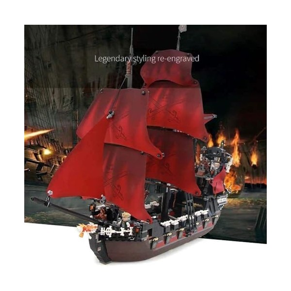 FLADO Puzzle 3D Blackbeards Queen Annes Revenge Modèle de Bateau Pirate Blocs de Construction Jouets avec 7 Mini Figurines, 