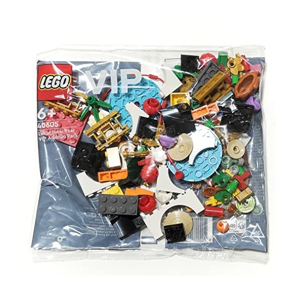 LEGO 40605 Lot de 6 + 124 pièces pour le Nouvel An lunaire chinois VIP avec briques et pièces amusantes aléatoires, y compris