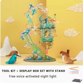 Casse-tête 3D assemblé pour adultes Pro 3D en métal avec veilleuse USB Coffret puzzle Art et artisanat 3D Cadeau avec support