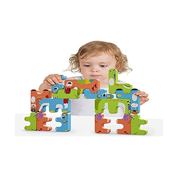 TUMAMA Lot de 15 Jeux de Construction Montessori en Forme danimal - pour Enfants de 3, 4, 5, 6 Ans 15pcs TM254 Vert