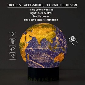 Puzzle éclairé 3D sphère Puzzle Globe éclairé Globe Apprentissage éducation Jouets 6 Pouces 236 pièces Puzzles 3D Puzzles déc