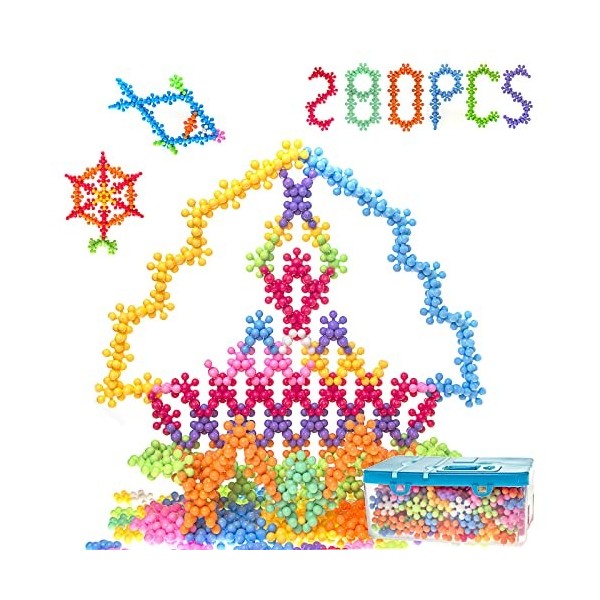 Doloowee Snowflakes Building Block Toys 170pcs, Jouets de Construction en Blocs, Jeux de Construction STEM avec boîte de Rang