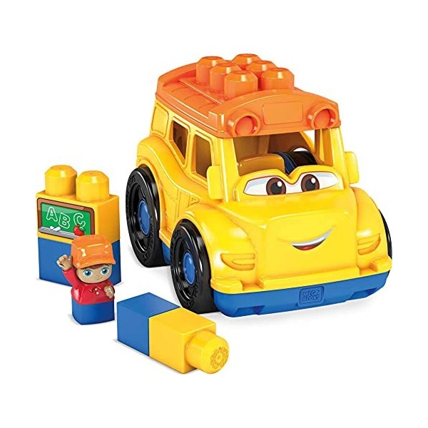 Mega Bloks First Builders Bus Scolaire, jeu de voiture et de blocs de construction, 6 pièces, jouet pour bébé et enfant de 1 