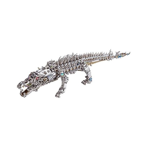 Puzzle 3D en métal, modèle de crocodile endormi de style steampunk, 1500 pièces + jouet mécanique animal, décoration de colle