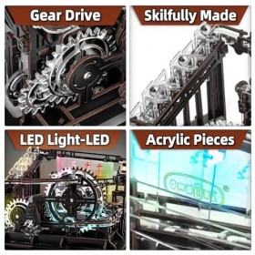 OWNONE 1 Puzzle 3D en bois marbré avec lumières LED, kit de construction de modélisme en bois pour adultes, ensemble de const