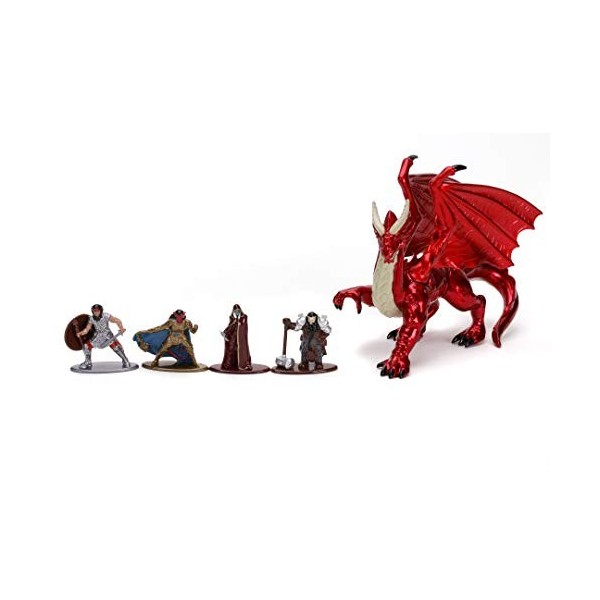 Jada Toys 253254000 Dungeons & Dragons Deluxe Lot de 5 Figurines de Die-Cast, Human Fighter, Defling Paladin, Drow Elf Rogue,