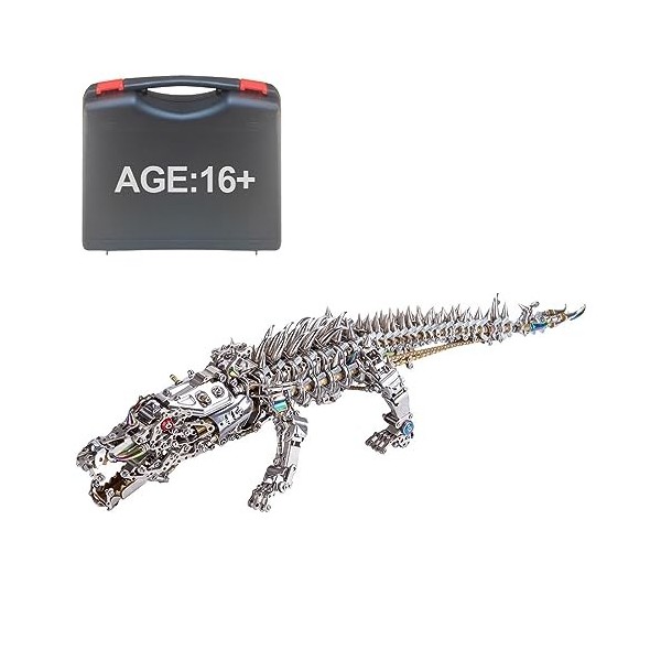 JEBU Kit de modèle 3D en métal pour adultes, puzzle 3D en métal à faire soi-même, modèle crocodile endormi, 1500 pièces, puzz