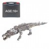 JEBU Kit de modèle 3D en métal pour adultes, puzzle 3D en métal à faire soi-même, modèle crocodile endormi, 1500 pièces, puzz