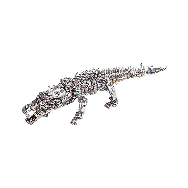 JEBU Kit de modèle 3D en métal pour adultes, puzzle 3D en métal à faire soi-même, modèle crocodile endormi, 1500 pièces, puzz