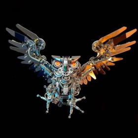 UNOR Puzzle 3D Steampunk en métal, modèle de chouette de nuit, à monter soi-même, cadeaux créatifs pour enfants et adultes 7