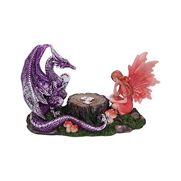 Nemesis Now Figurine Dragon et fée à Jouer avec la Main du Dragon, Violet, 21 cm