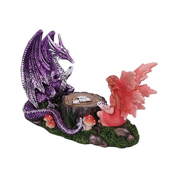 Nemesis Now Figurine Dragon et fée à Jouer avec la Main du Dragon, Violet, 21 cm