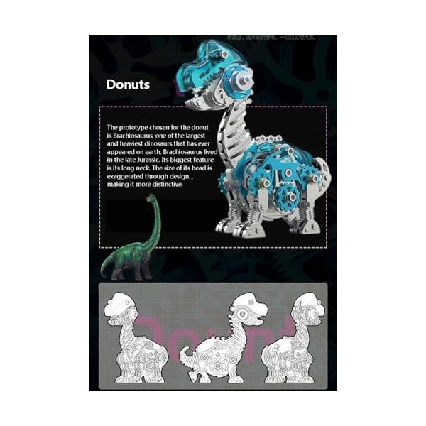 Kit de Modèle 3D en Métal pour Adultes, Puzzle 3D en Métal à Faire Soi-Même, Modèle de Dinosaure, Casse-Tête Animal, Cadeau d