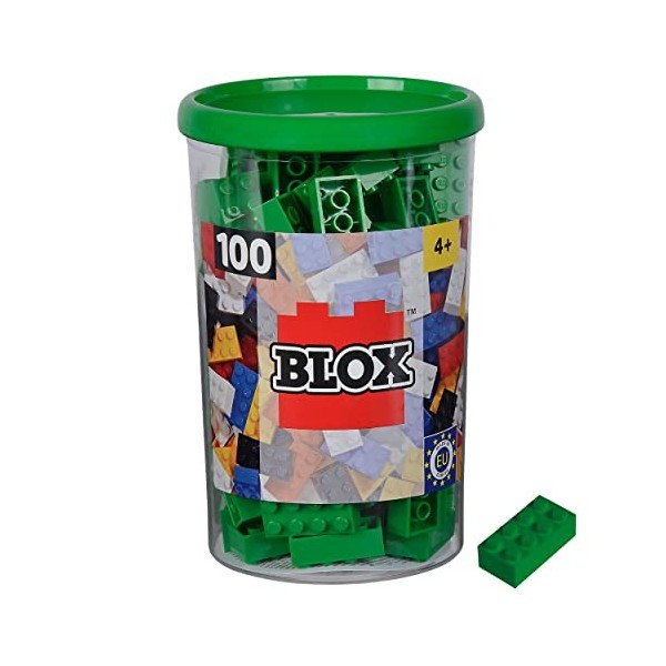 Simba Blox Lot de 100 Blocs de Construction Verts pour Enfants à partir de 3 Ans, 8 Briques en boîte de Haute qualité, entièr