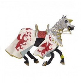 Plastoy - 62031 - Figurine-Cheval Aux Dragons, Blanc et Rouge