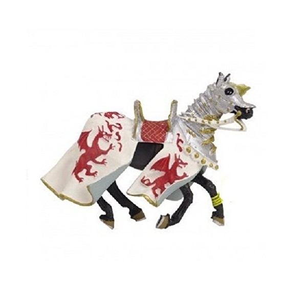 Plastoy - 62031 - Figurine-Cheval Aux Dragons, Blanc et Rouge