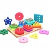 AOUVT Jouets Montessori pour Les Tout-Petits de 1 2 3 Ans, Jouets de Blocs de Construction de Reconnaissance des Couleurs et 