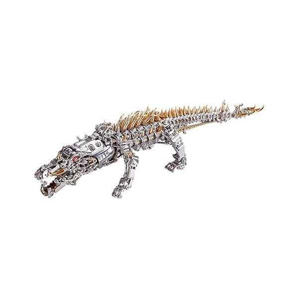 FATOX Puzzle 3D en métal Modèle crocodile pour adultes, 1500 pièces DIY Crocodile mécanique en métal, kit de construction, ca