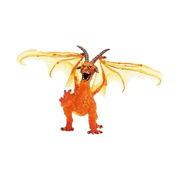 Plastoy - 60240 - Figurine - Le Grand dragon de feu translucide