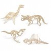 Quay- Kit de Construction en Bois 3 Dinosaures FSC, J403, Marron