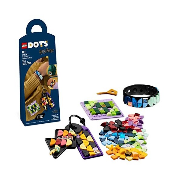 LEGO 41808 Dots Ensemble d’Accessoires Poudlard, Jouet Création de Bijoux sur Harry Potter avec Bracelet, 2 Étiquettes et Pla