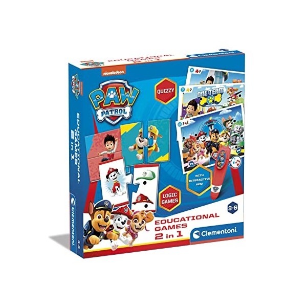 Clementoni- Paw Patrol Educational Games-2 1 Pat Patrouille-Jeu Éducatif 3 Ans Italien, Anglais, Français, Allemand, Espagno