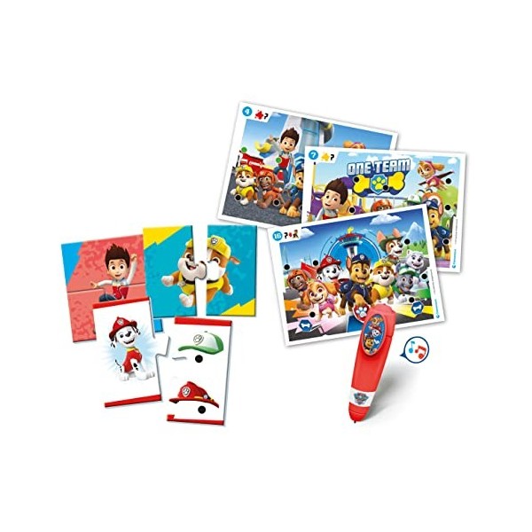 Clementoni- Paw Patrol Educational Games-2 1 Pat Patrouille-Jeu Éducatif 3 Ans Italien, Anglais, Français, Allemand, Espagno