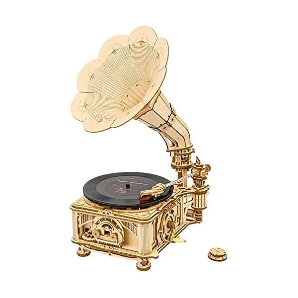 Gramophone classique en bois 3D à monter soi-même, kit de construction de maquette en bois, jouet cadeau pour adulte, jeu de 