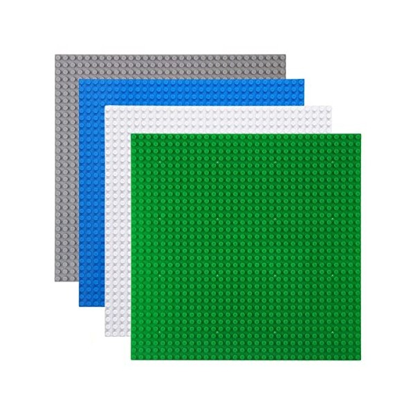 Fouvin Lot de 4/6 plaques de construction pour blocs de construction classiques, plaque de base, compatible avec la plupart d